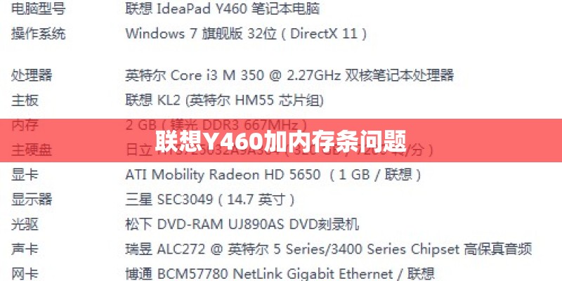 联想Y460加内存条问题